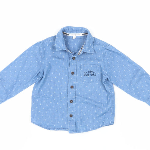 Jasper Conran Boys Blue Anchor Print Button-Up Shirt 2-3 Years