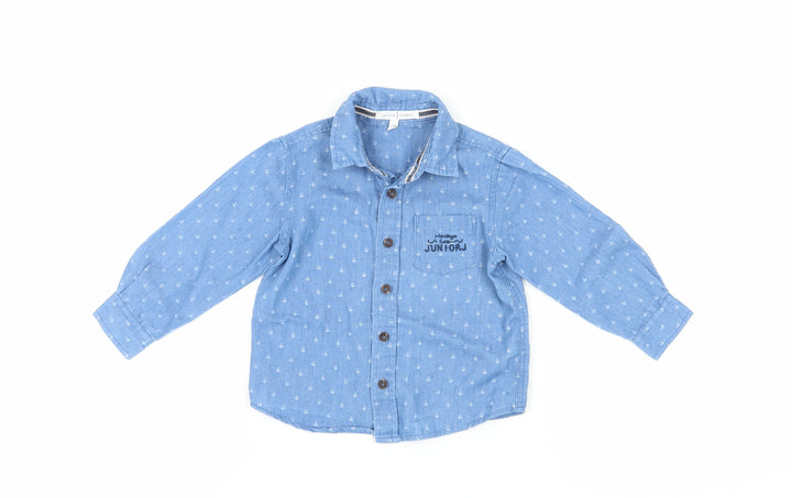 Jasper Conran Boys Blue Anchor Print Button-Up Shirt 2-3 Years
