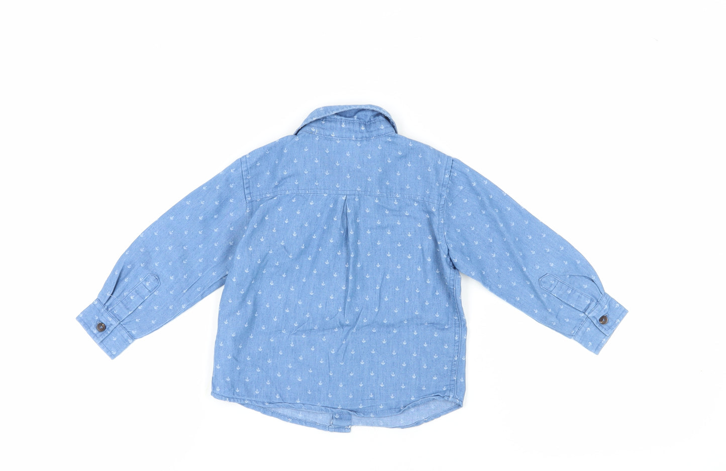 Jasper Conran Boys Blue Anchor Print Button-Up Shirt 2-3 Years