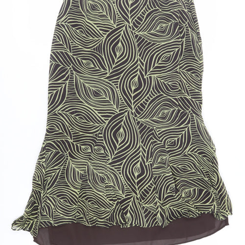 Windsmoor Women's Black Geometric Midi Silk Skirt Size 10