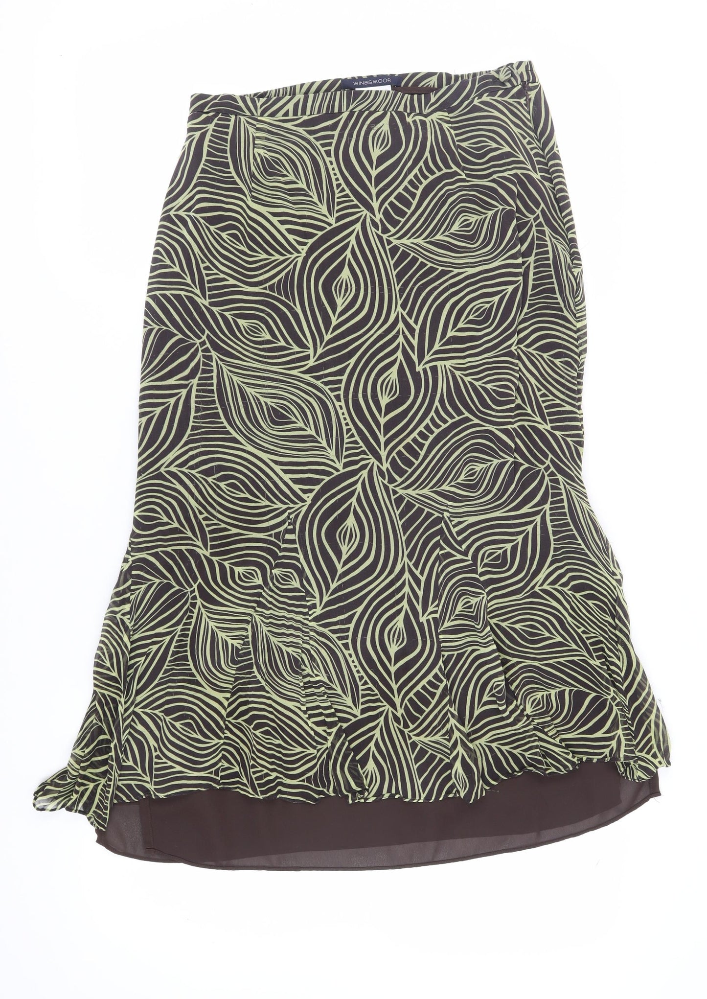 Windsmoor Women's Black Geometric Midi Silk Skirt Size 10