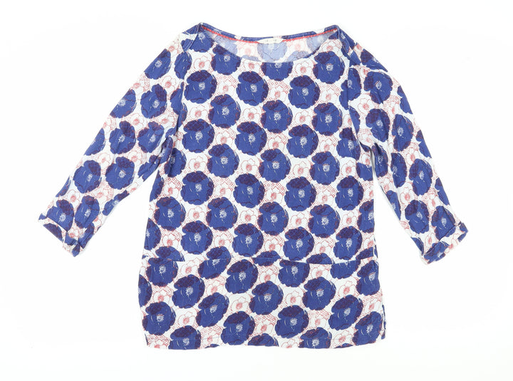 White Stuff Women's Blue Floral Blouse, Size 12