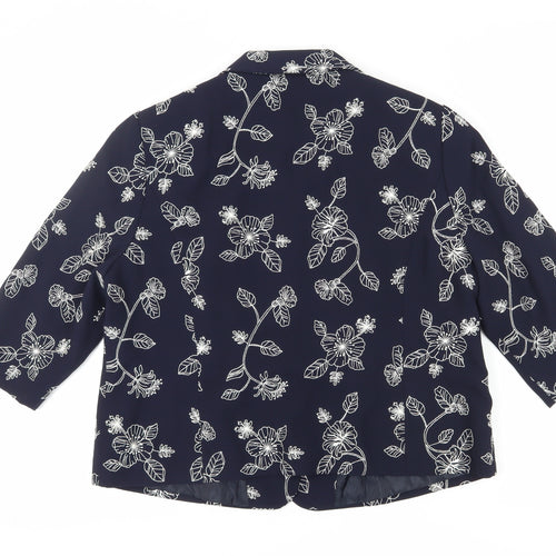 Eastex Women's Blue Floral Blazer, Size 18, 3/4 Sleeve