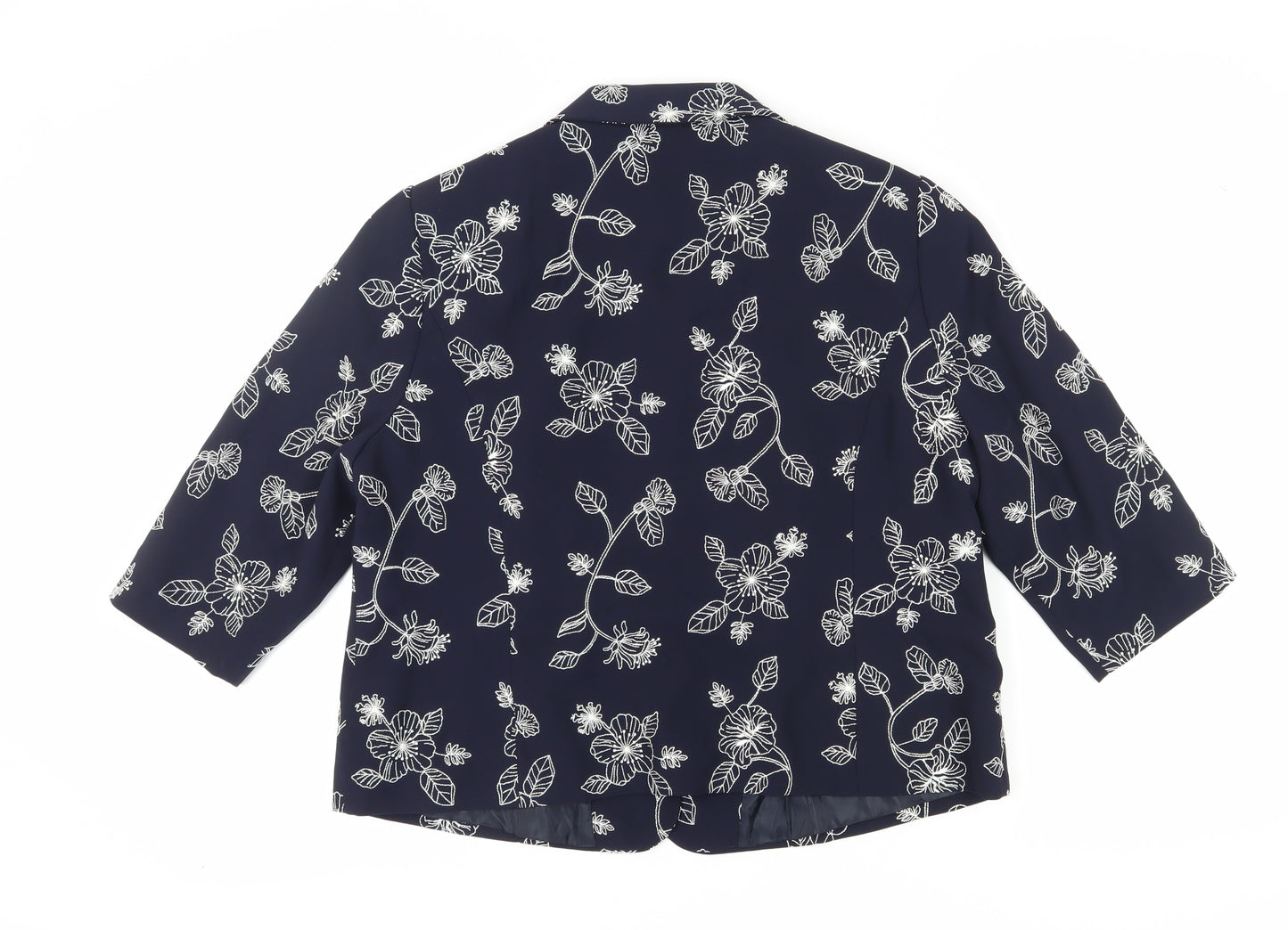 Eastex Women's Blue Floral Blazer, Size 18, 3/4 Sleeve