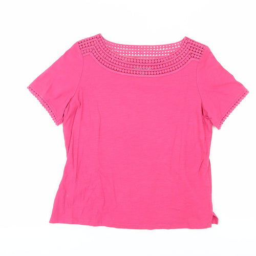 Laura Ashley Pink Women’s T-Shirt, Size 8, Crochet Accent