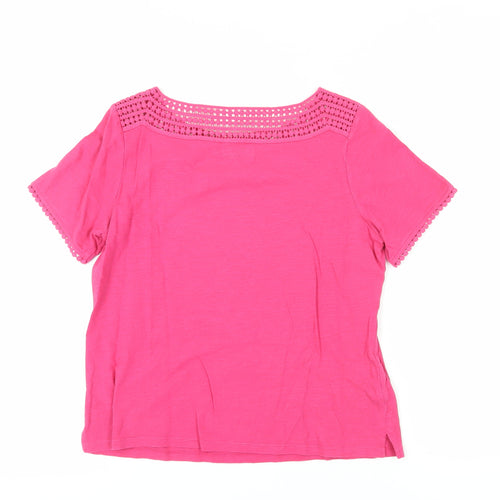 Laura Ashley Pink Women’s T-Shirt, Size 8, Crochet Accent