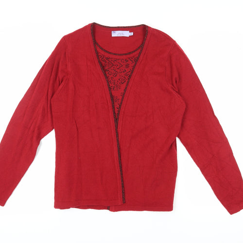 Honor Millburn Women's Red Open Cardigan M