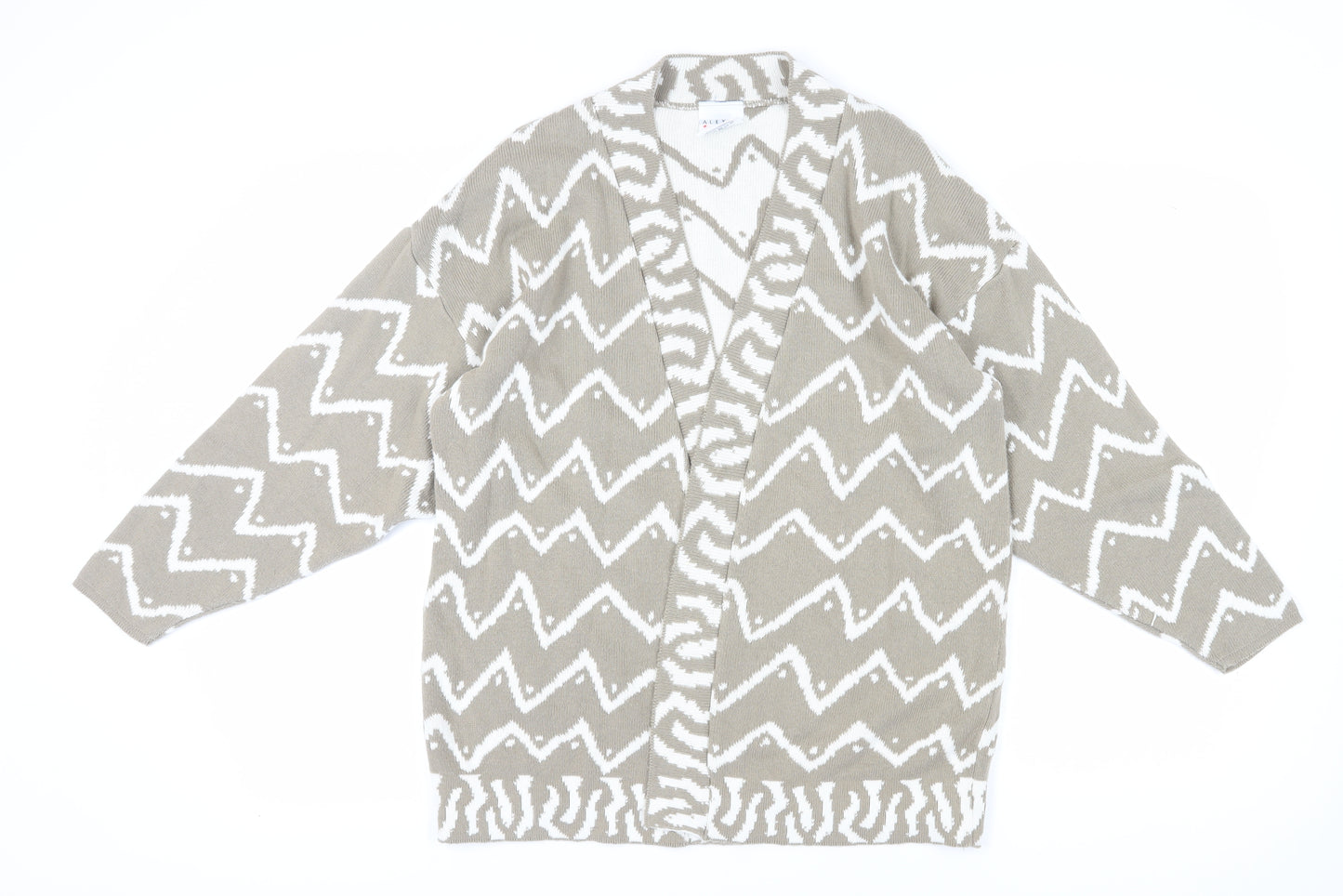 Alexon Women's Beige Cardigan, Size L, Geometric Pattern