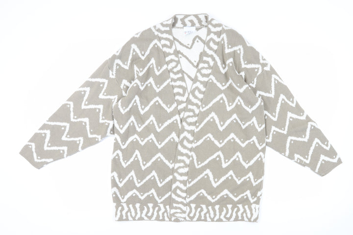 Alexon Women's Beige Cardigan, Size L, Geometric Pattern