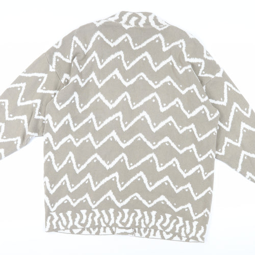 Alexon Women's Beige Cardigan, Size L, Geometric Pattern