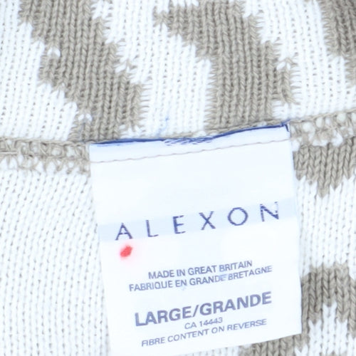 Alexon Women's Beige Cardigan, Size L, Geometric Pattern