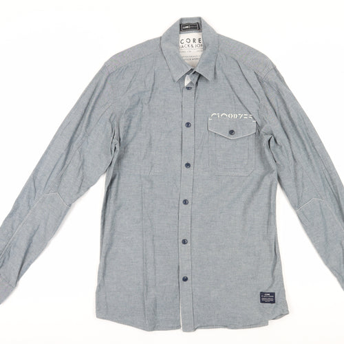 Jack & Jones Men's Grey Cotton Button-Up Shirt M