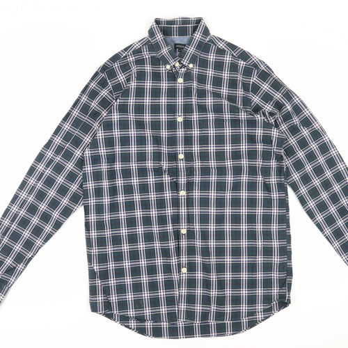 Jaeger Men's Blue Plaid Long Sleeve Shirt Medium