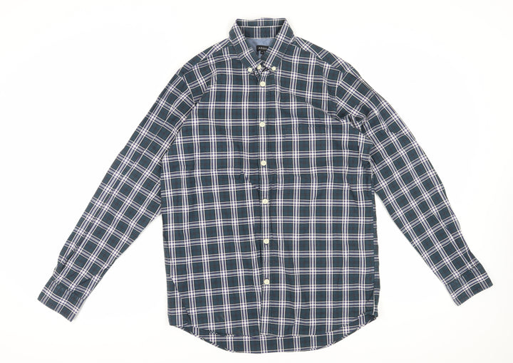 Jaeger Men's Blue Plaid Long Sleeve Shirt Medium