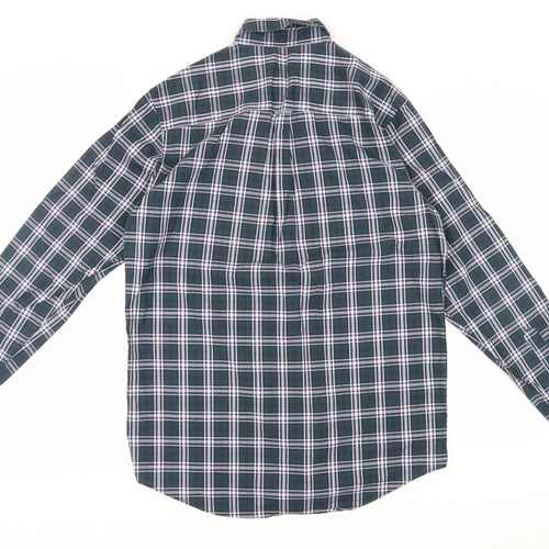 Jaeger Men's Blue Plaid Long Sleeve Shirt Medium