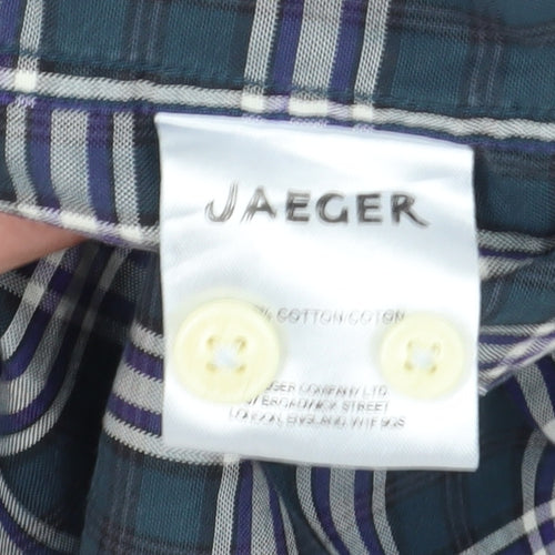 Jaeger Men's Blue Plaid Long Sleeve Shirt Medium