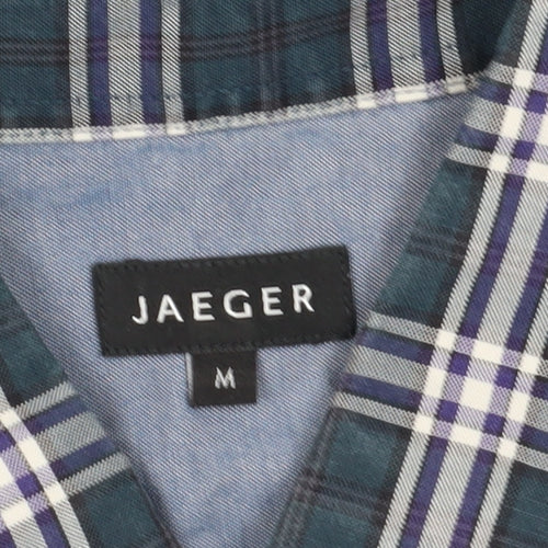 Jaeger Men's Blue Plaid Long Sleeve Shirt Medium