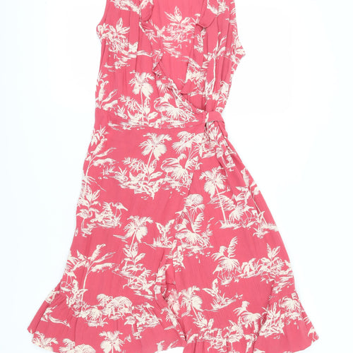 Fat Face Women's Red Floral Wrap Dress Size 8