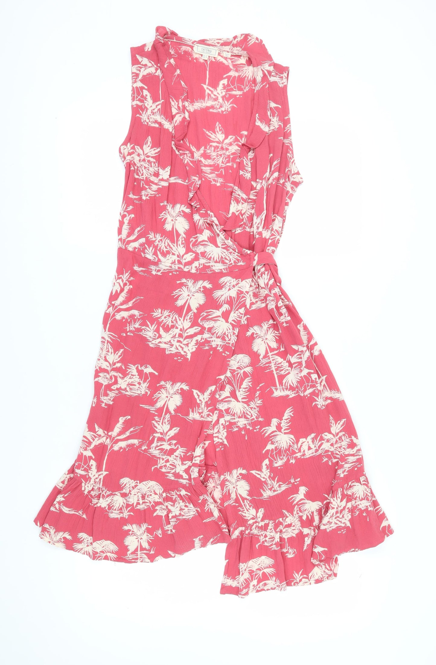 Fat Face Women's Red Floral Wrap Dress Size 8