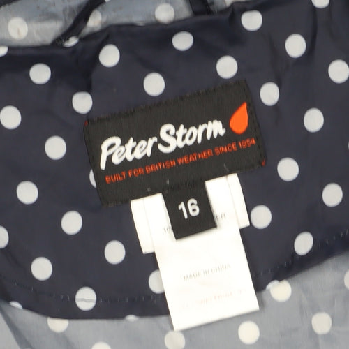 Peter Storm Women's Blue Polka Dot Rain Coat Size 16