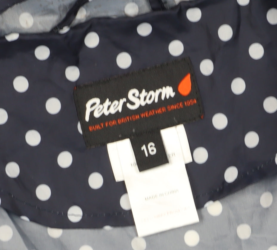 Peter Storm Women's Blue Polka Dot Rain Coat Size 16