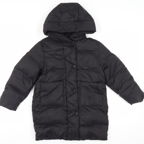 Zara Girls Black Hooded Puffer Jacket Size 8 Winter Coat