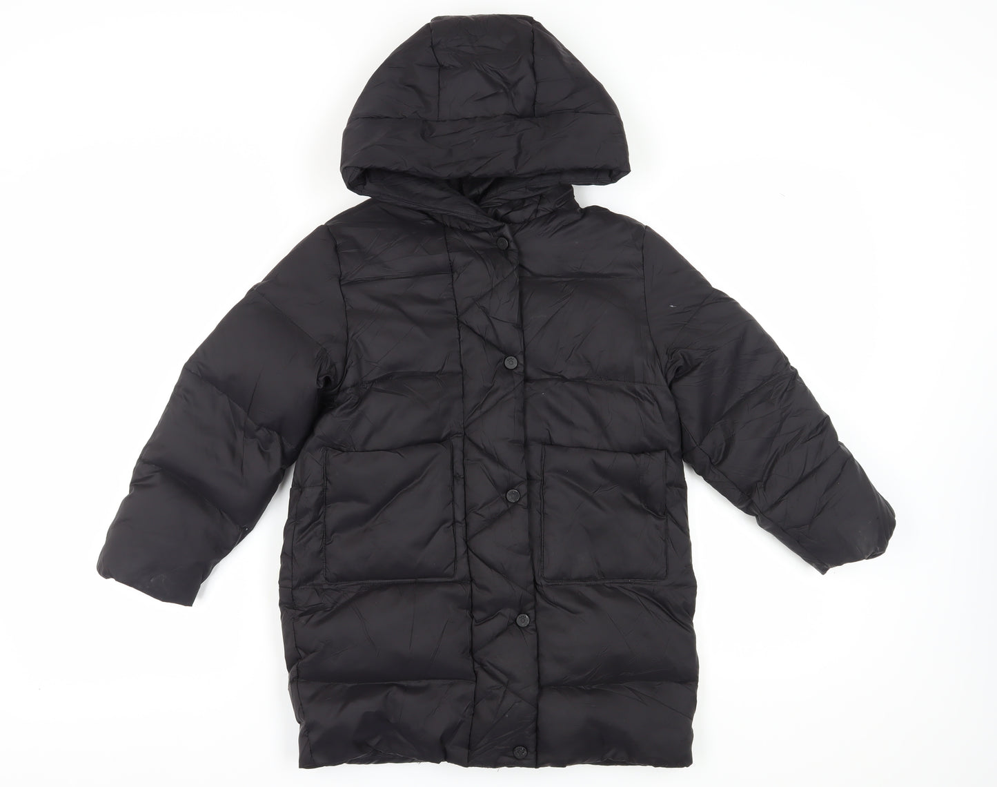 Zara Girls Black Hooded Puffer Jacket Size 8 Winter Coat