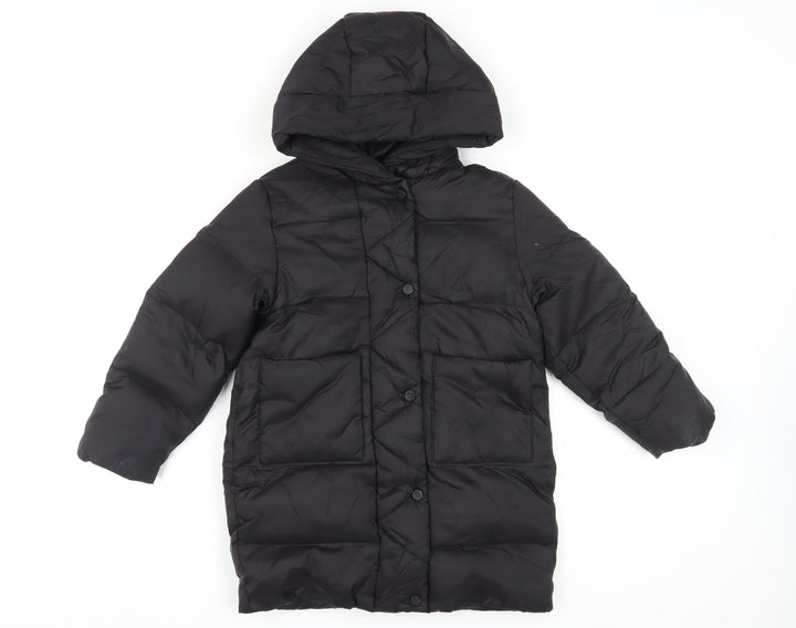 Zara Girls Black Hooded Puffer Jacket Size 8 Winter Coat