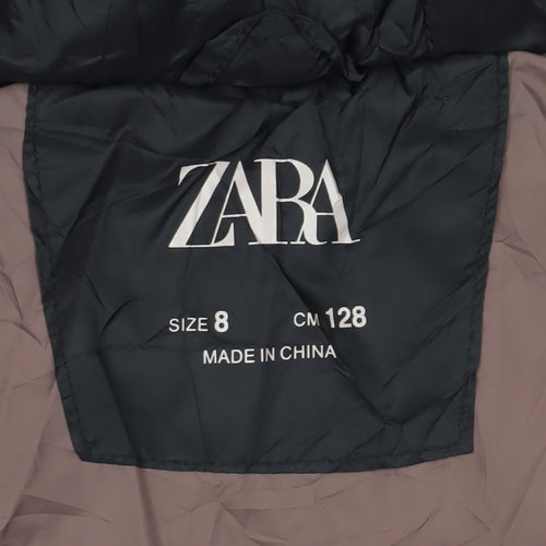 Zara Girls Black Hooded Puffer Jacket Size 8 Winter Coat