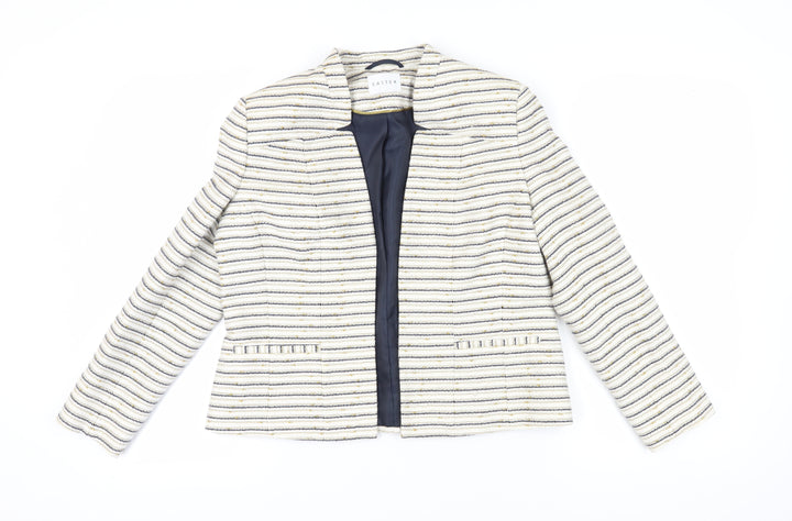 Eastex Womens Ivory Striped Bouclu00e9 Blazer, Size 10