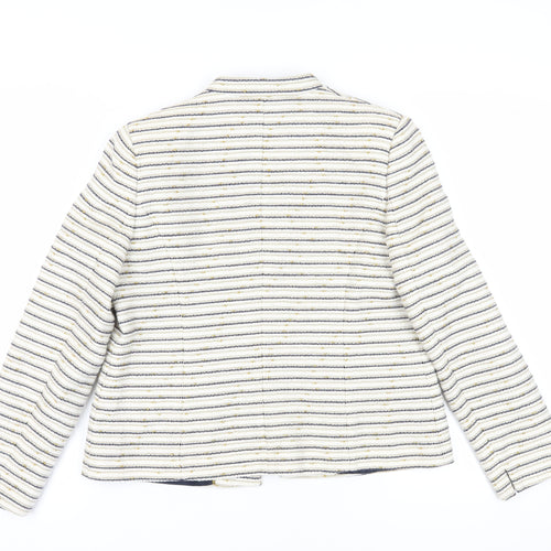 Eastex Womens Ivory Striped Bouclu00e9 Blazer, Size 10