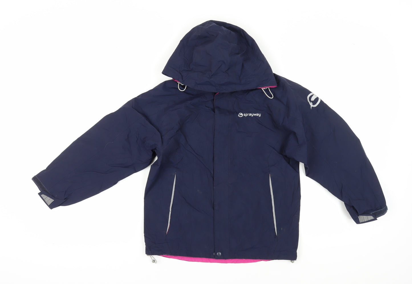 Sprayway Girls' Blue Hooded Rain Coat Age 8-9 Waterproof
