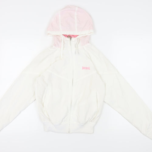 Lonsdale Women's White Hooded Jacket Size 10 Casual