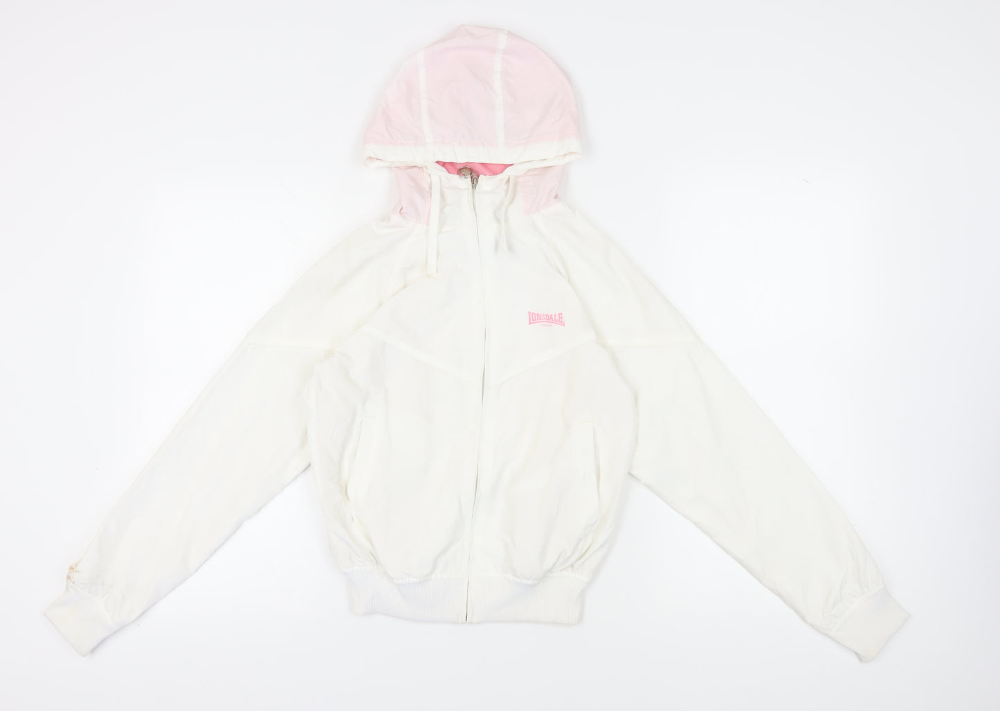 Lonsdale Women's White Hooded Jacket Size 10 Casual