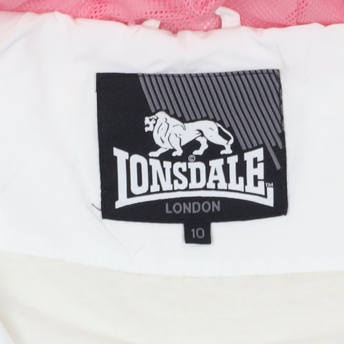 Lonsdale Women's White Hooded Jacket Size 10 Casual
