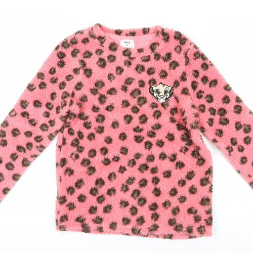 Disney Women's Pink Animal Print Fleece Pyjama Top XS