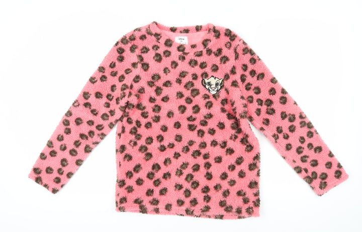 Disney Women's Pink Animal Print Fleece Pyjama Top XS