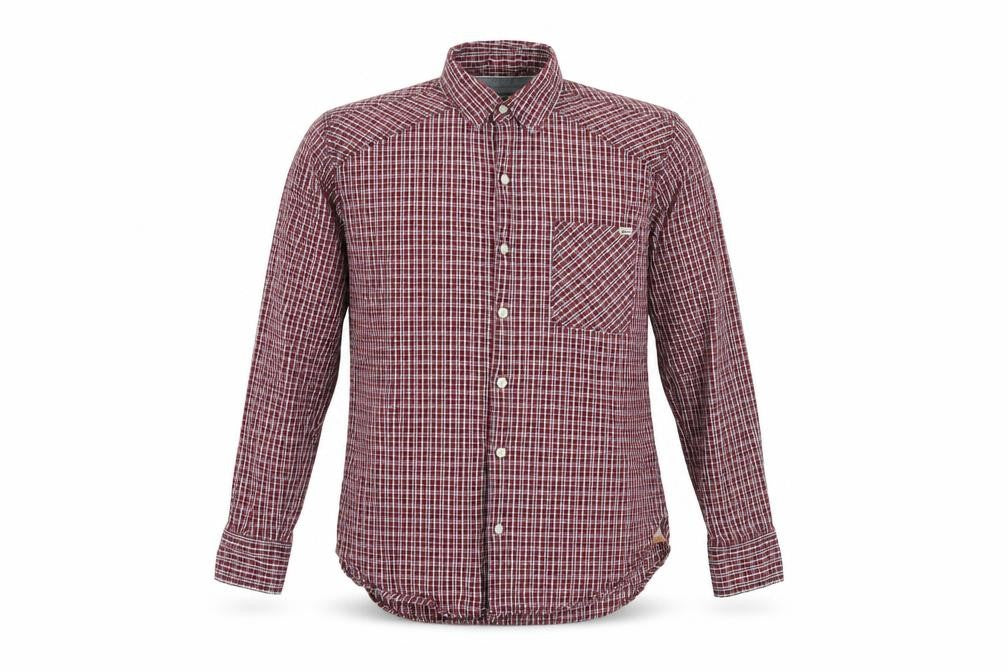 Front view of Vintage Co. Men's Red Check Long Sleeve Shirt L