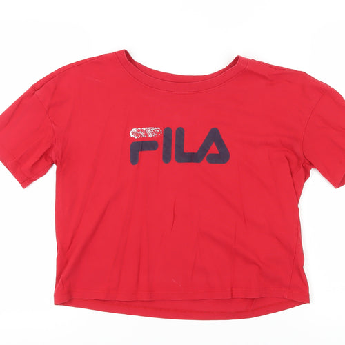 Fila Women's Red Cropped T-Shirt, Size M, Casual Sportswear