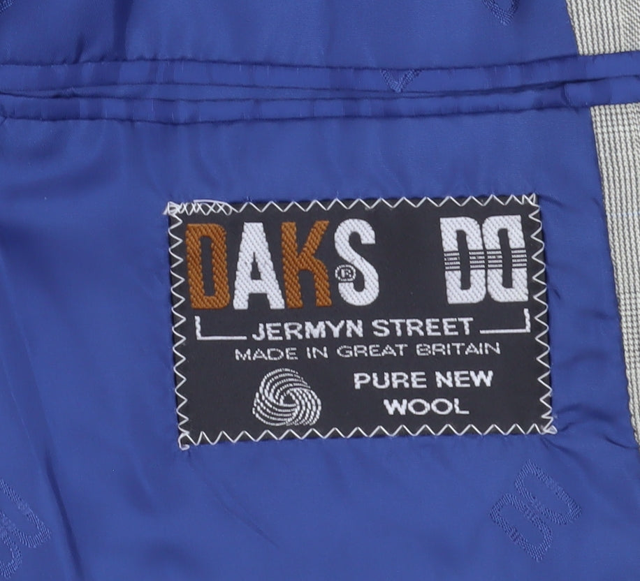 DAKS Men's Grey Check Blazer 38R - Elegant Formal Jacket