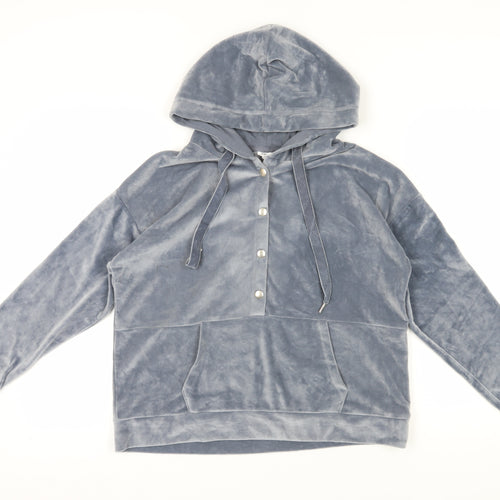 John Lewis & Partners Women's Grey Henley Hoodie Size 12