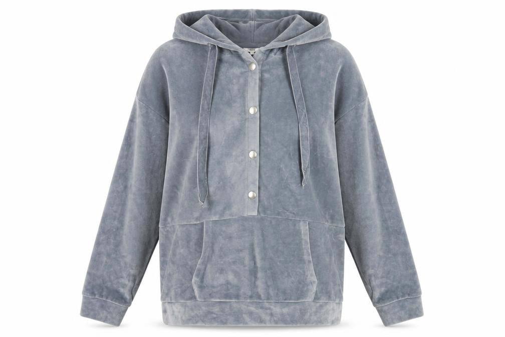 John Lewis & Partners Women's Grey Henley Hoodie Size 12