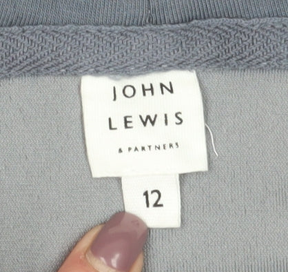 John Lewis & Partners Women's Grey Henley Hoodie Size 12