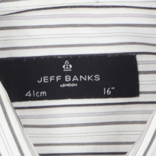 Jeff Banks Men's White Striped Dress Shirt 16