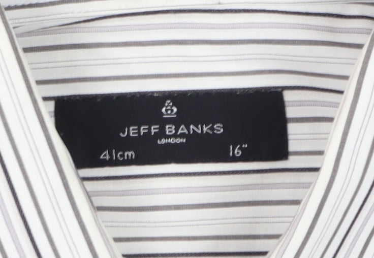 Jeff Banks Men's White Striped Dress Shirt 16