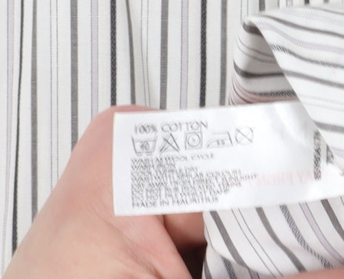 Jeff Banks Men's White Striped Dress Shirt 16