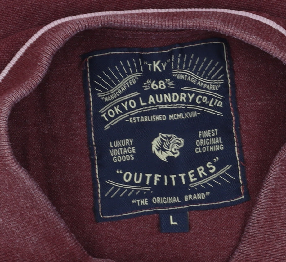 Tokyo Laundry Men's Red Polo Shirt L Short Sleeve