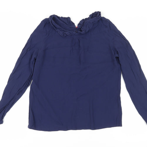 Joules Women's Blue Long Sleeve Viscose Top UK 12
