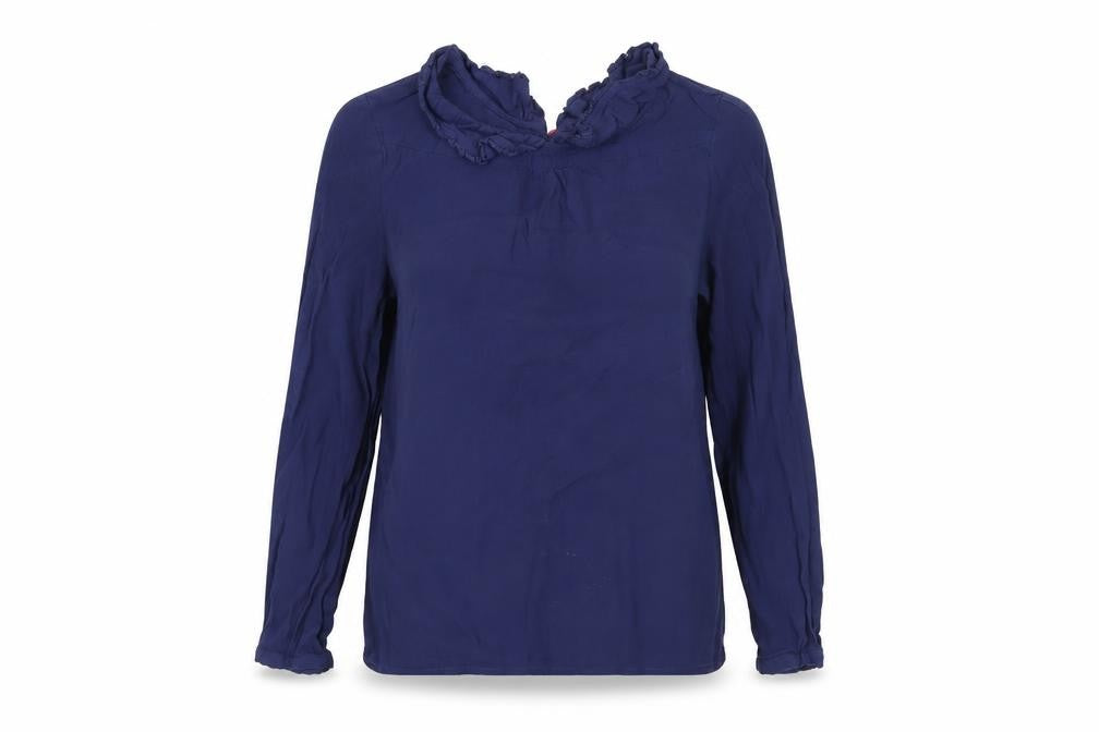 Front view of Joules Women's Blue Long Sleeve Viscose Top UK 12