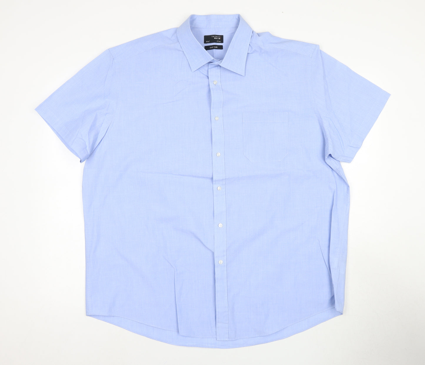 Thomas Nash Men's Blue Short Sleeve Shirt Size 17.5